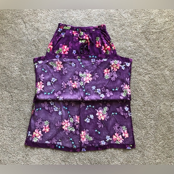 Jaclyn Smith Hawaiian Floral Skirt size S Midi Tie Elastic Waist wrinkle fabric - Picture 7 of 15